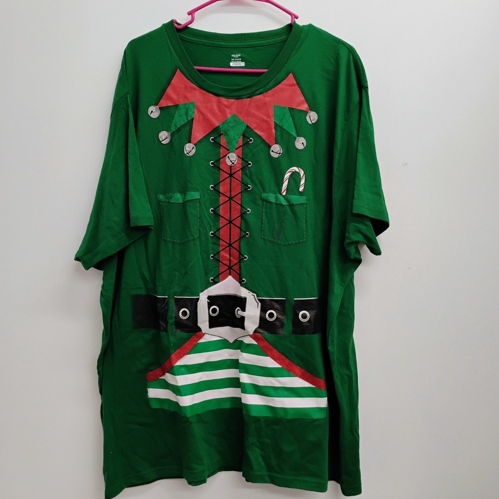Holiday Time Green Elf Costume T‎ Shirt Top Mens 3XL 54 56 Christmas